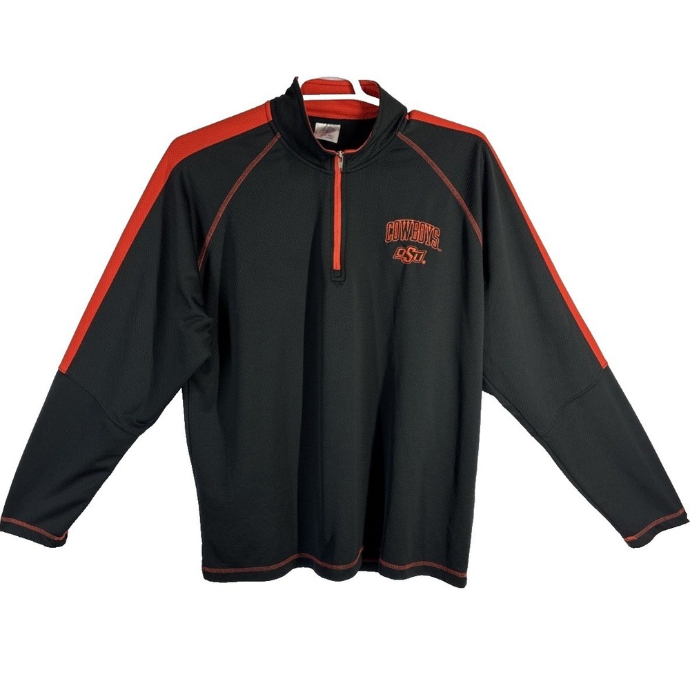 OSU Oklahoma State University 1/4 Zip Pullover Mens XXL  Black/Orange